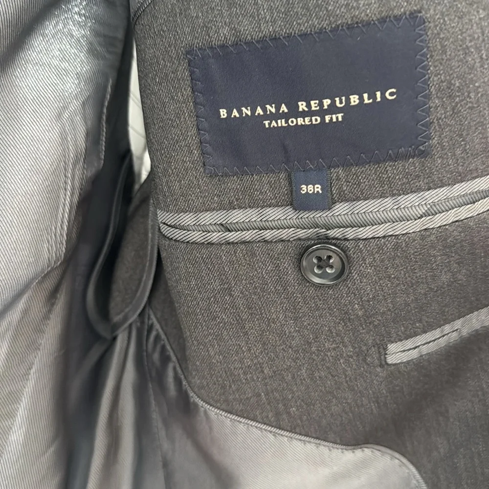 Banana Republic Men’s Suit Jacket Charcoal Grey Tailored Fit 38R